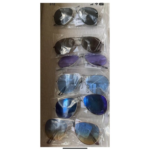 Owl 12 Pairs Classic Aviator Sunglasses Metal Frame Color Lens Variety UV NEW - Picture 2 of 7